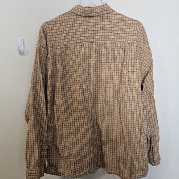 Horny Toad Men’s button down shirt Check Plaid Brown Yellow 100% Cotton Casual X - Picture 3 of 3